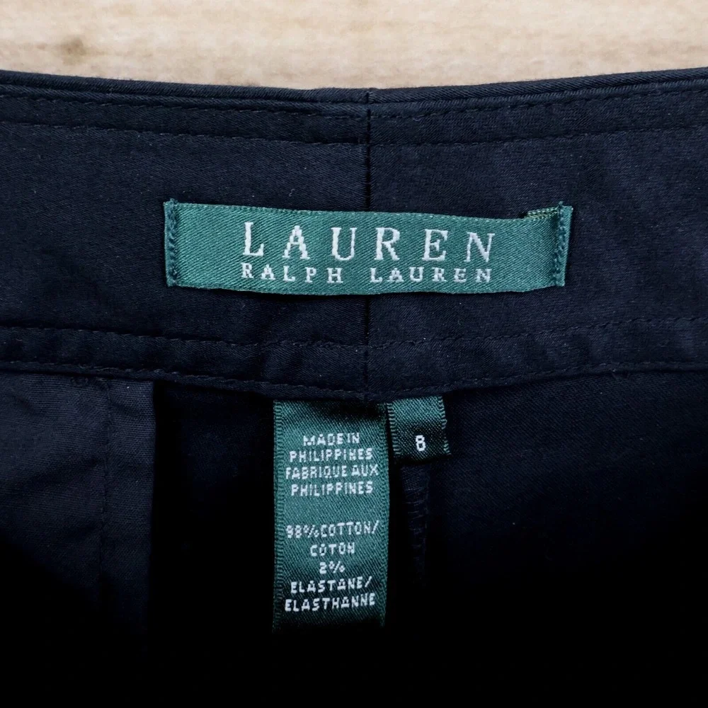 Lauren‎ Ralph Lauren Shorts Womens 8 Black Cotton Chinos Pockets Cuffed Mid Rise